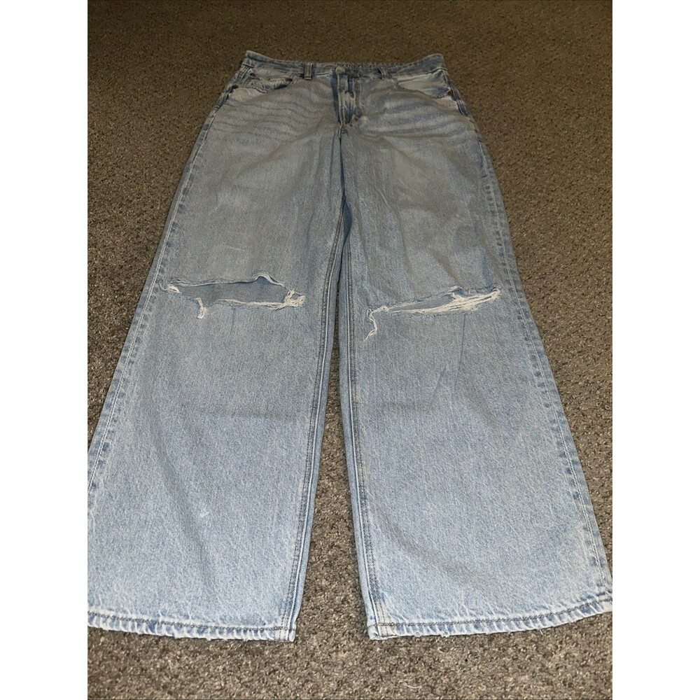 American Eagle Strigid Curvy Super High-Rise Baggy Straight Jeans 12 Short Women